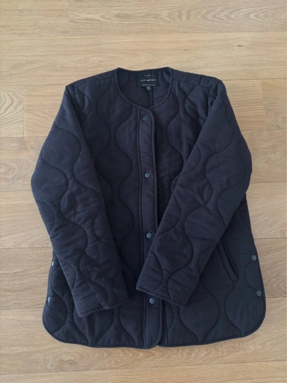 Black Quilted Snap Button Jacket XS